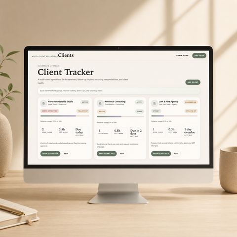 ClientFlow LiteFolio | Client Operations Dashboard for Virtual Assistants & Service Providers